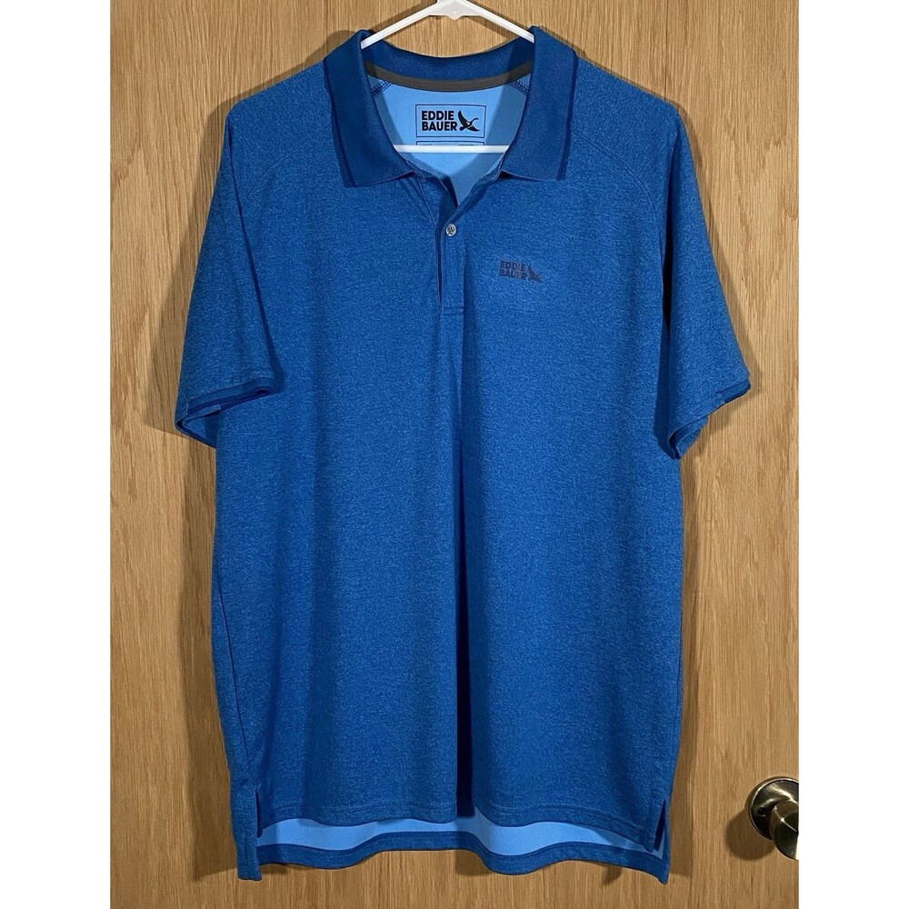 Eddie Bauer Men's Lg Golf Polo Shirt 3 Button Moisture Wick Business Casual Blue